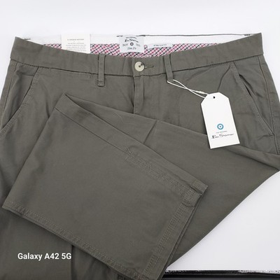 Ben Sherman Slim Fit Stretch Chino Pants Olive Green Mens 36W 30L NWT