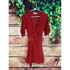 Revolve Faithfull the Brand Mini Wrap Dress Women's US 4 Red Floral Butterfly