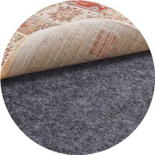 5 Ft Round Non Slip Cushioned Rug Pad Gripper, Felt and Silicone Backing, 1/4...