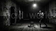 Arte de pared cueva hombre sala de entrenamiento tren boxeador impresión digital gimnasio boxeo vieja escuela