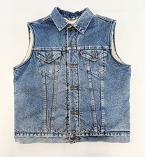 Vintage 1980's Levi Strauss  Co. Denim Red Tab Trucker Vest Sherpa Lining