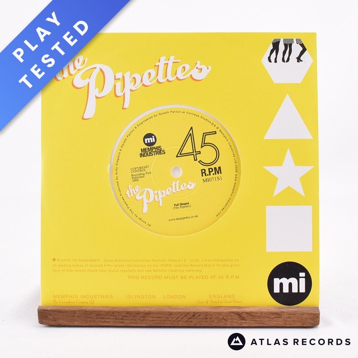 The Pipettes - Pull Shapes - White Die-Cut Sleeve 7"" Vinyl Record - NM/NM