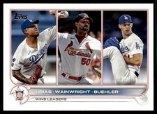 2022 Topps NL Wins Leaders (Julio Urias/Adam Wainwright/Walker Buehler) Los