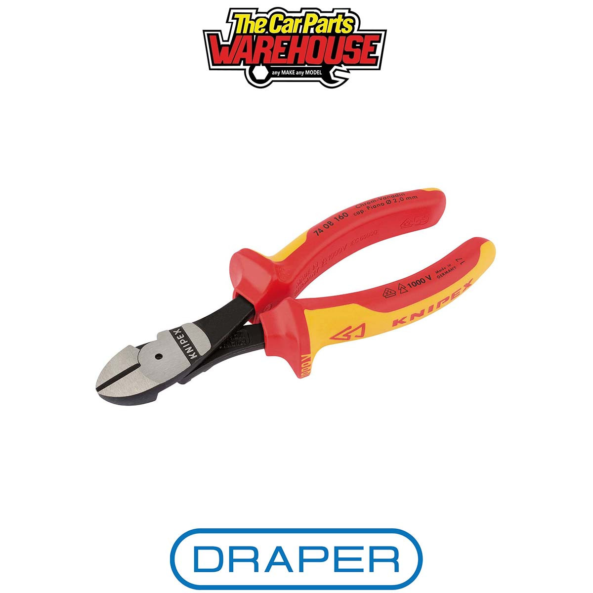 Draper 32022 KNIPEX 74 08 160UKSBE VDE Fully Insulated High Leverage Diagonal Si