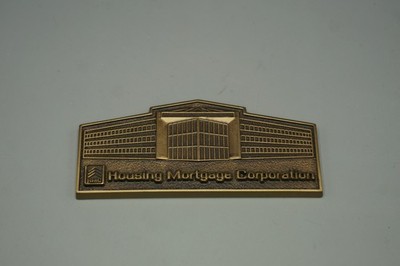 Housing Mortgage Corporation HMC Vintage Bronze Metal Plaque Sign Jostens Award
