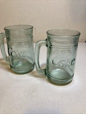 2 Vintage Coca Cola Green Mugs 17 Oz Made In USA . B 11