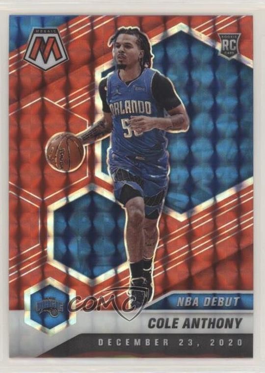 2020-21 Panini Mosaic NBA Debut Red Mosaic Prizm Cole Anthony #268 yf1