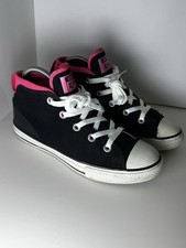 Converse Chuck Taylor All Star Mid Top Black Hot Pink Youth Sneakers