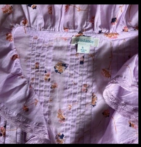 Sundance Beatrice Ruffle Blouse Top Women's Size Small Lavender Floral Bell Slv - Picture 4 of 6