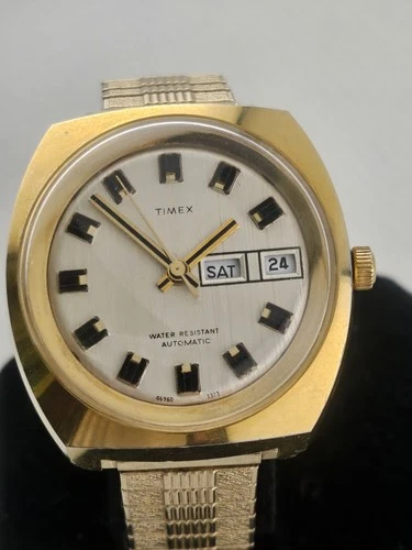 1973 Timex Automatic Mens Viscount 10k GF Watch Day Date Runs Mint Condition