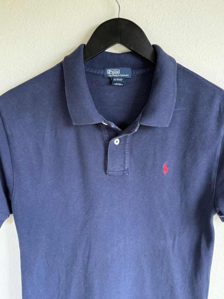 VTG Polo Ralph Lauren Youth XL Polo Shirt Navy Classic Preppy Youth Preppy - Image 3 of 4