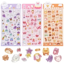 3D Puffy Stickers, Glitter, 3-Pack, Cute, Puffy Stickers, Reward Stickers, Styli