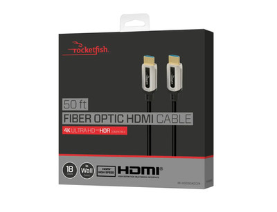 Rocketfish  - 50' 4K UltraHD In-Wall Rated Fiber Optic HDMI Cable with HDR