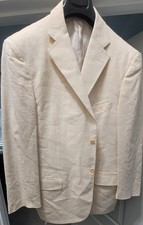 Pal Zileri Men's Cream Lightweight Crinkle Print Dinner Coat Size 56/46 Long