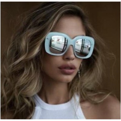 Quay Australia Day After Day Oversized Square Sunglasses Mint Green  Mirrored