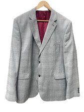 Studio Jeff Banks Men's Grey Check Wool Jacket Blazer 48R