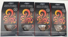 Deluxe Green Rooibos Peach & Cherry Tea 4 x 15 Pyramid Bags Fruity Herbal Blend