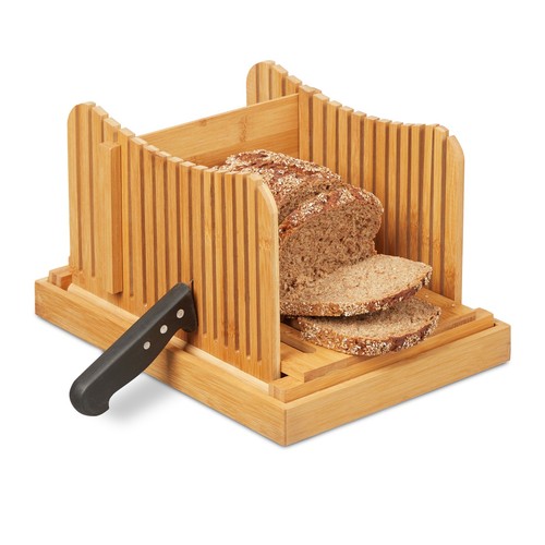Brotschneidehilfe Brotschneider Schneidehilfe Bambus Brotbrett klappbar leicht - Bild 1 von 10