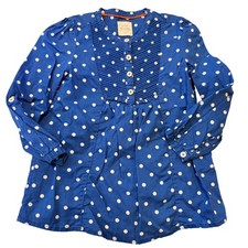 Mini Boden Girls Blue Polka Dot Pintuck Tunic Top 3-4 Preppy School Colorful