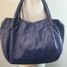 BODEN Soft Leather Slouchy  Shopper Hobo Style Tote Bag Shoulder Bag Blue