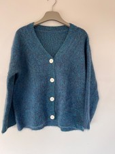 Pure Brushed Cashmere Strickjacke blau melier...