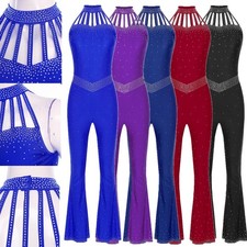 Women Dancewear Stage 1-Piece Performances Bodysuit Unitard Jumpsuit Gymnastics