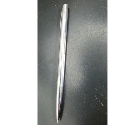 Vintage Slim Chrome Metal Twist Ballpoint Pen Silver Tone Minimalist Executive