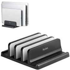 Ryvlan Vertical Laptop Stand, 3 Slot Adjustable 3 Slots Assembled, Black