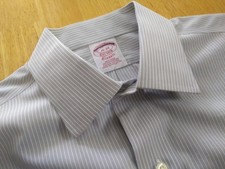 NWOT Brooks Brothers Non Iron Gray White Stripe Spread Collar 15-34 MSRP 92