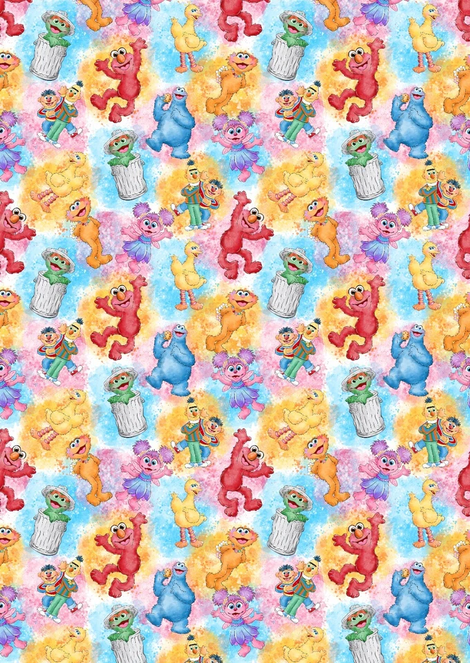 SESAME STREET Birthday Gift Wrap - Elmo - Cookie Monster Wrapping Paper