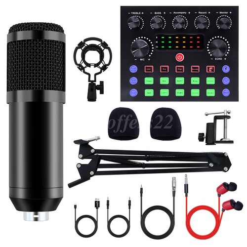 Podcast Equipment Bundle Condenser Microphone Audio Mixer Studio Recording Kit - Picture 6 of 77
