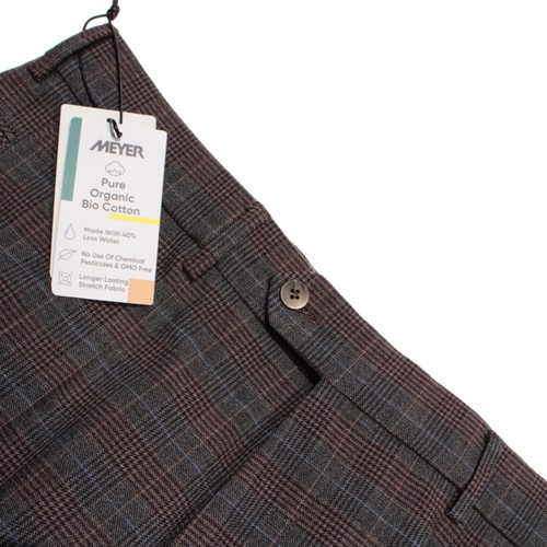 Meyer NWT Chinos / Casual Pants Size 52 (36 US) Bonn In Gray Plaid Cotton Blend