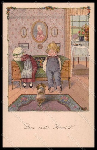 Artist Signed Pauli Ebner Children Dog MM Vienne 1158 postcard VK5759 - 第 1/2 張圖片