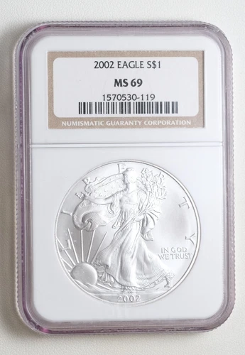 2002 American Silver Eagle Dollar NGC MS 69 Coin /119
