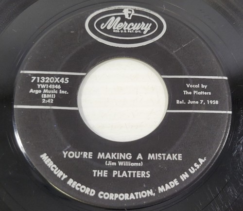 R) The Platters - My Old Flame - You're Making a Mistake - 45 RPM - Vinyl Record - Imagen 2 de 4