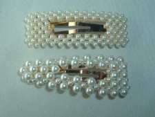FAUX PEARL BEADED HAIR CLIP BARRETTES