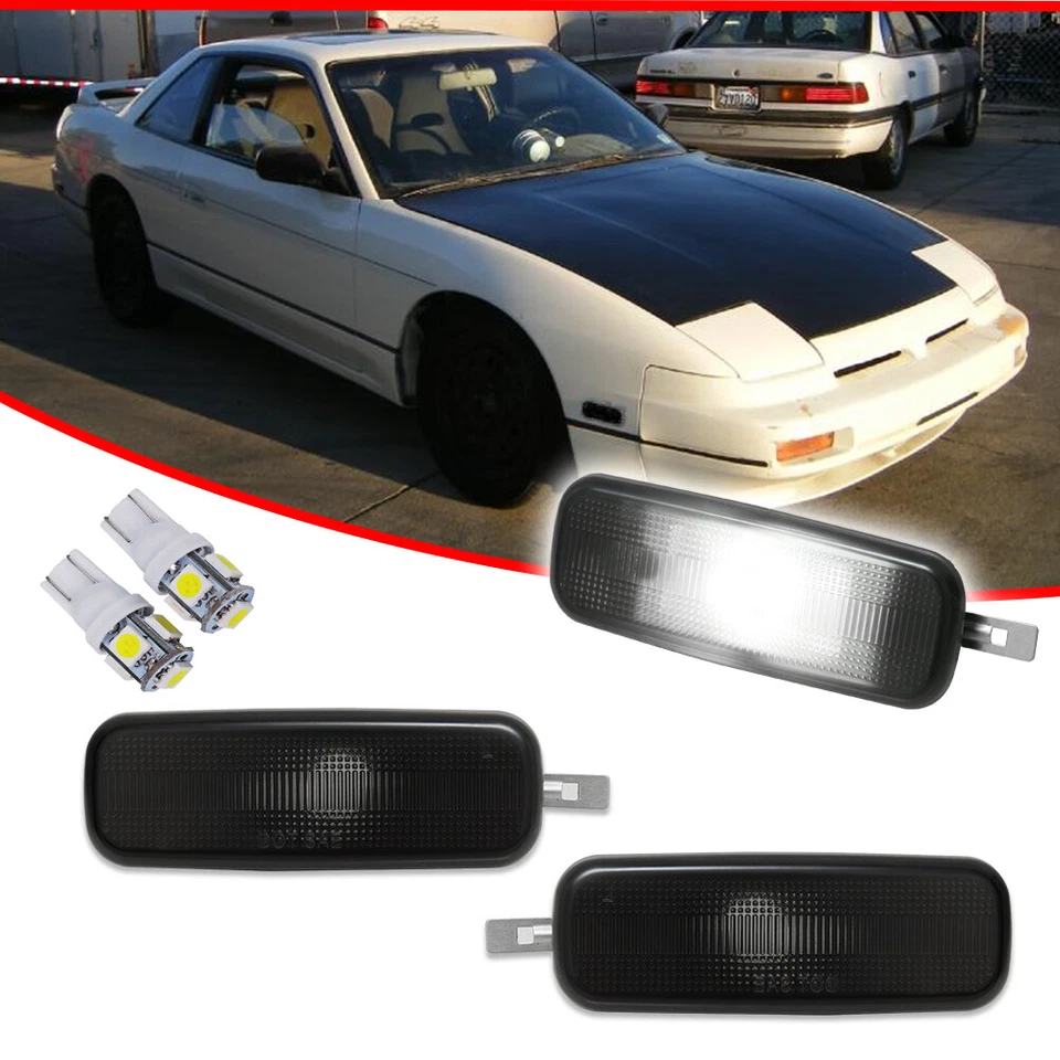 Luces LED delanteras blancas humo para 93-97 Nissan Altima 89-94 240SX S13 Foto 2 de 4