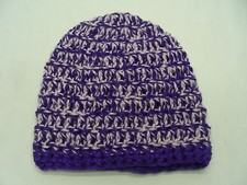 Two Tone Purple - Hand Knitted - Child Size Stocking Cap Beanie Hat
