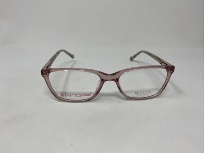 BETSEY JOHNSON PETITE FIT CRYSTAL CLEAR PINK EYEGLASS 50/16/130 FLEX HINGE -H36