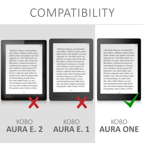 Étui folio en toile cuir PU mince pour Kobo Aura ONE - Photo 6/7