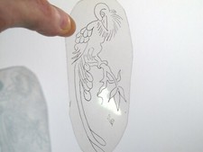 vtg 1960s 1970s Tattoo Flash acetate stencil Peacock on branch signed BR1