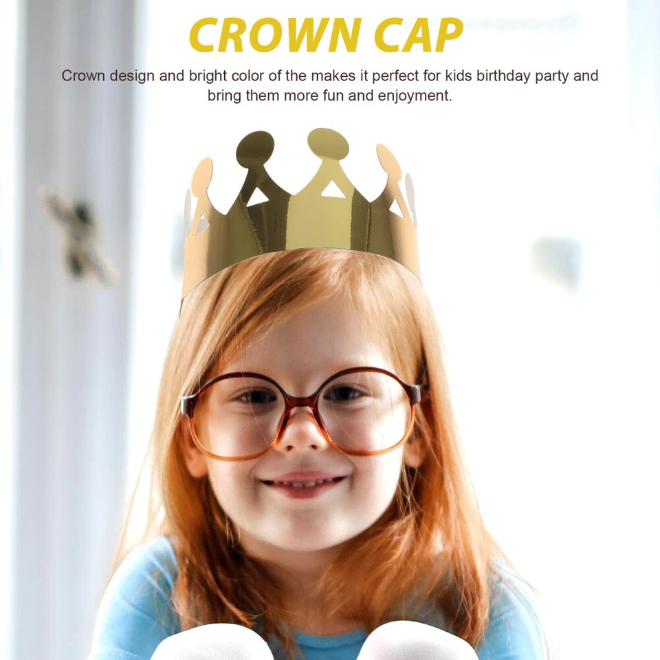 12 un. Corona Cumpleaños Sombreros Papel Dorado Lindo Corona Gorra Baby Shower Fiesta Suministros Foto 4 de 4