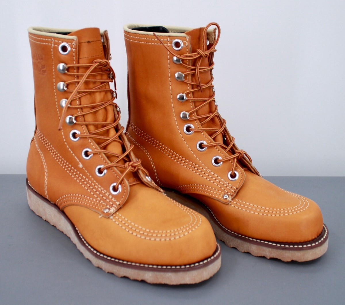 Men's VTG NOS 1970s Tan Leather Lace Up Work Boots Sz 7.5 D Men's VTG NOS 1970s Tan Leather Lace Up Work Boots Sz 7.5 D