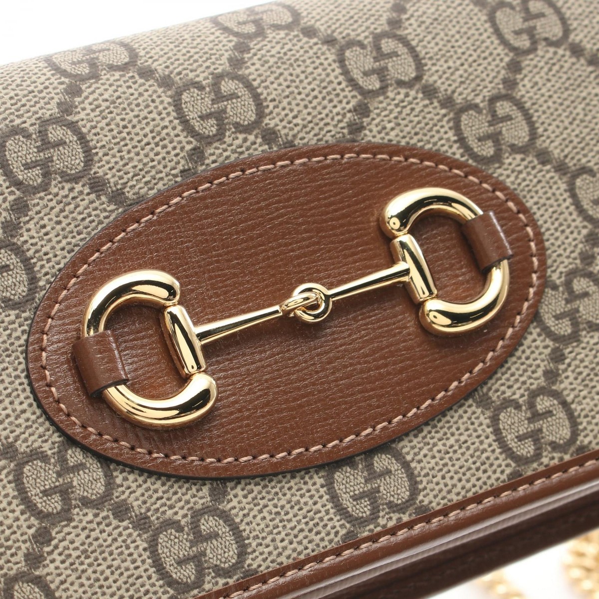 GUCCI Horsebit 1955 GG Supreme Chain Shoulder Bag