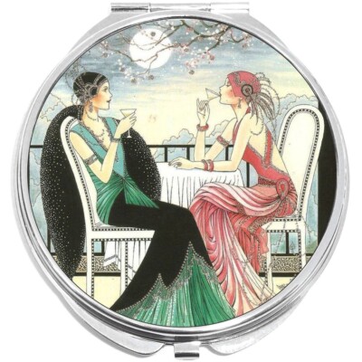 Elegant Evening Tea Compact with Mirrors - Perfect for your Pocket or Purse