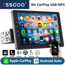 9" Single 1 DIN Apple CarPlay/Android Auto Car Stereo Touch Screen Radio USB AUX