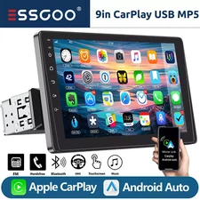 9" Single 1 DIN Apple CarPlay/Android Auto Car Stereo Touch Screen Radio USB AUX