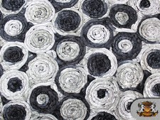 MULTI-COLOR CIRCLE EMBOSSED TAFFETA FABRIC B W BLACK BACKING 60" WIDE SOLD BTY