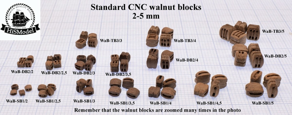Revell CSS Alabama 1:96 - set of 434pcs CNC walnut blocks and