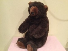 FOLKTAILS PLUSH FULL BODY DARK BROWN BEAR PUPPET, 20 INCHES